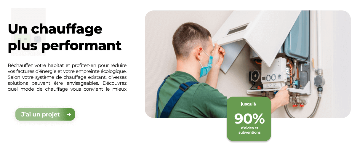 Professionnels installant un système de chauffage dans une maison avec l'accompagnement à la rénovation énergétique