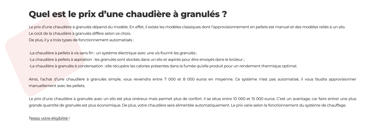 Quel est le prix d'une chaudière à granulés ?