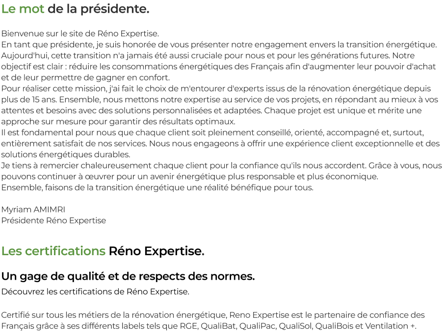 Le mot de la présidente.