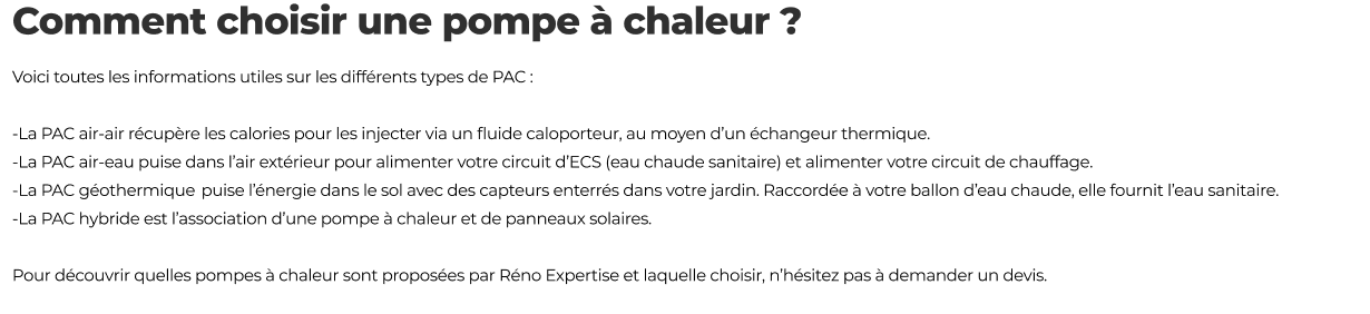 Comment choisir une pompe à chaleur ?