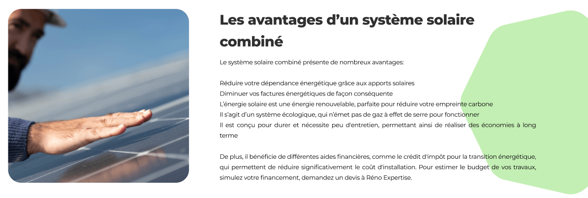 Les avantages d'un système solaire combiné